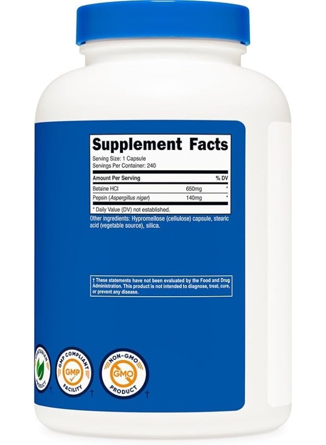 Nutricost, Betaine HCl + Pepsin, 240 Capsules - Image 2